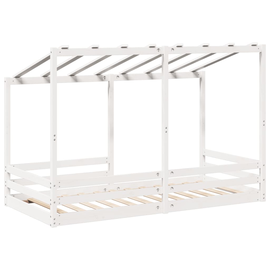 Letto Bambini con Tetto Bianco 100x200 cm Legno Massello Pino - homemem39