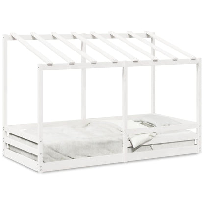 Letto per Bambini con Tetto Bianco 90x200cm Legno Massello Pino - homemem39