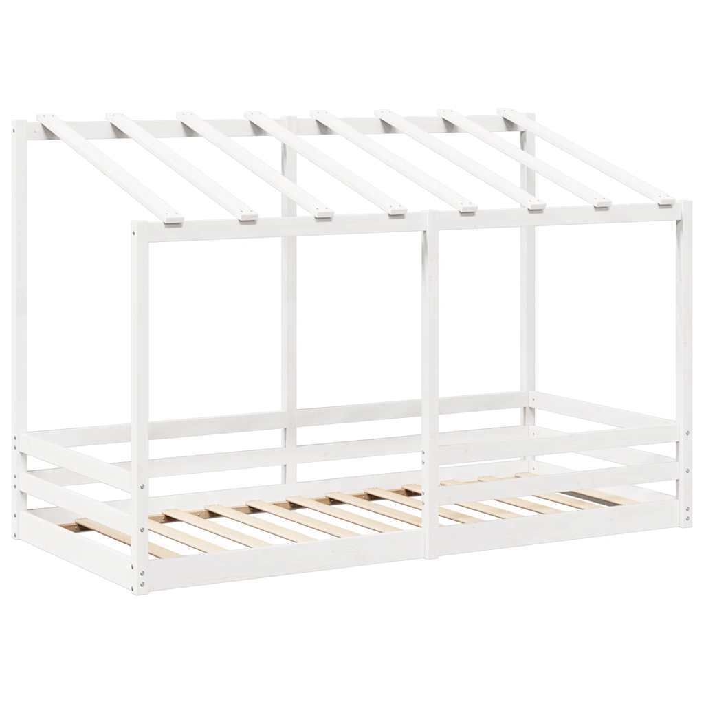 Letto per Bambini con Tetto Bianco 90x200cm Legno Massello Pino | homemem39