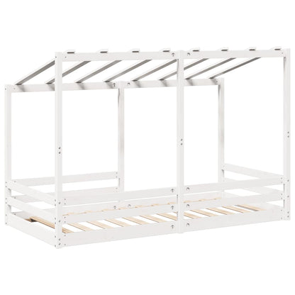 Letto per Bambini con Tetto Bianco 90x200cm Legno Massello Pino | homemem39