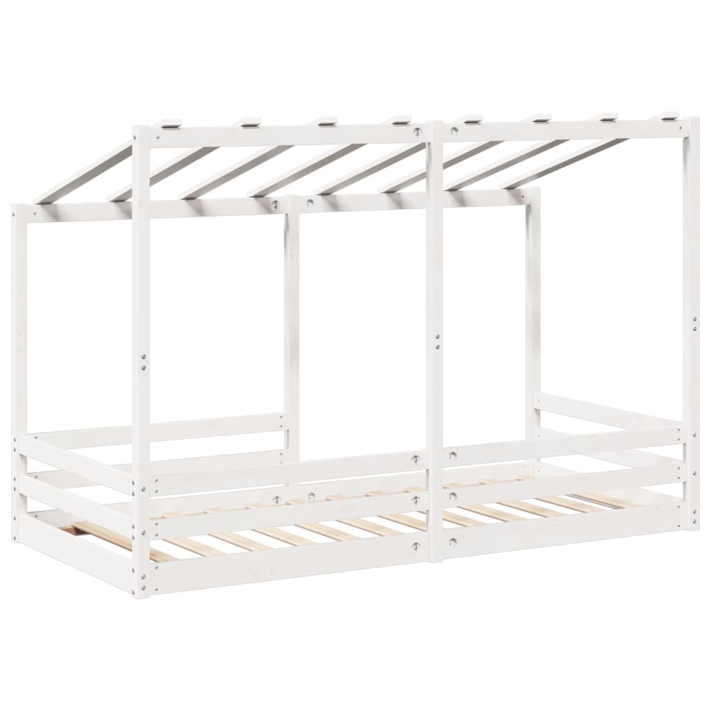 Letto per Bambini con Tetto Bianco 90x200cm Legno Massello Pino - homemem39