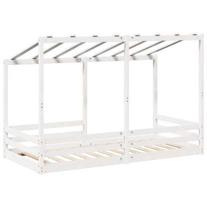 Letto per Bambini con Tetto Bianco 90x200cm Legno Massello Pino - homemem39