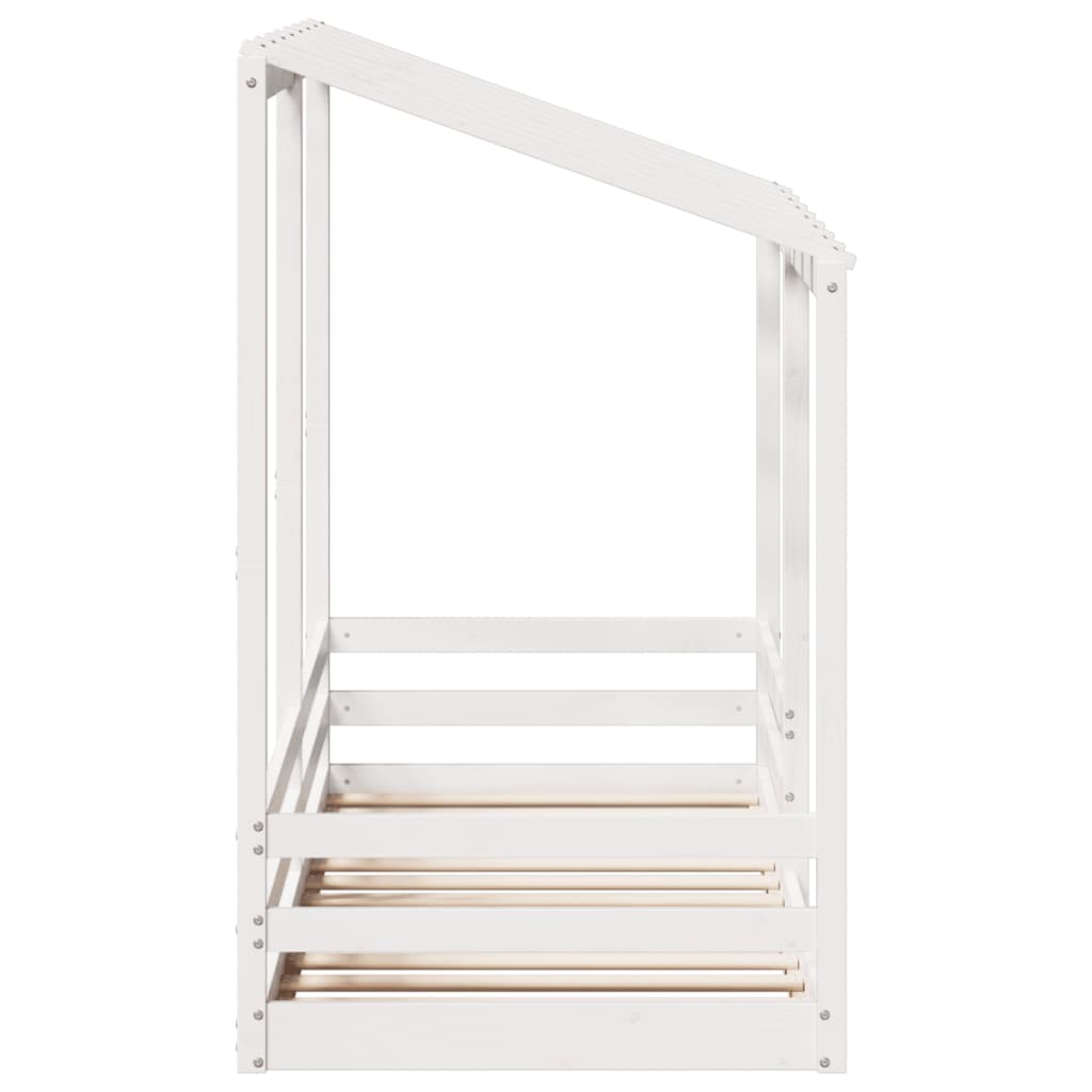 Letto per Bambini con Tetto Bianco 90x190cm Legno Massello Pino - homemem39
