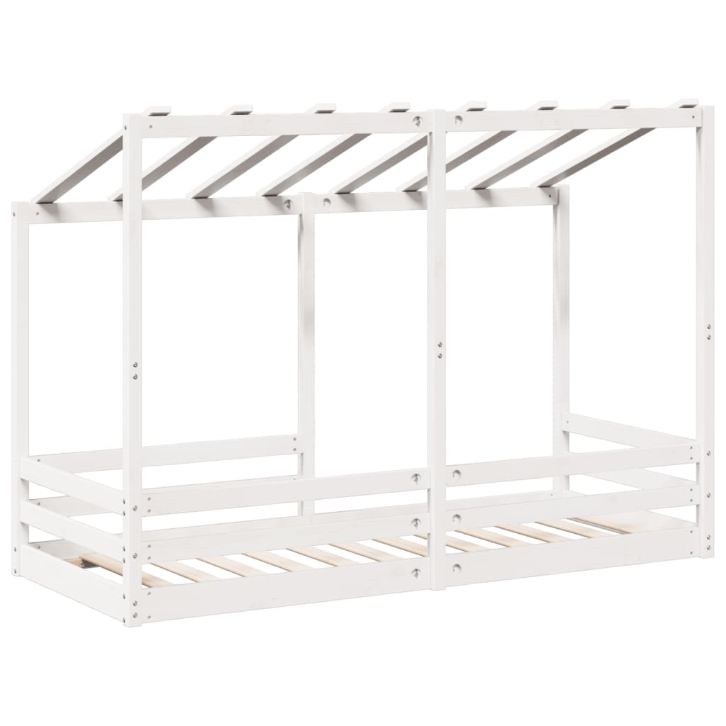 Letto per Bambini con Tetto Bianco 90x190cm Legno Massello Pino - homemem39