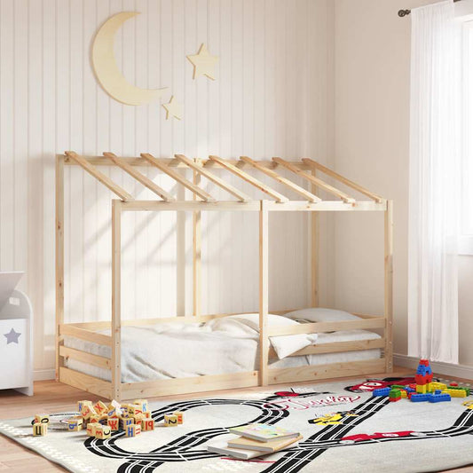 Letto per Bambini con Tetto 75x190 cm in Legno Massello di Pino | homemem39