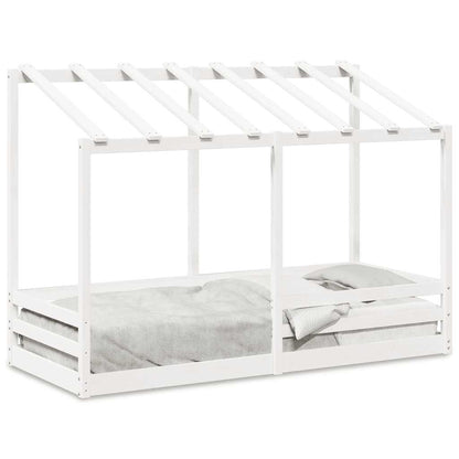 Letto per Bambini con Tetto Bianco 75x190cm Legno Massello Pino | homemem39