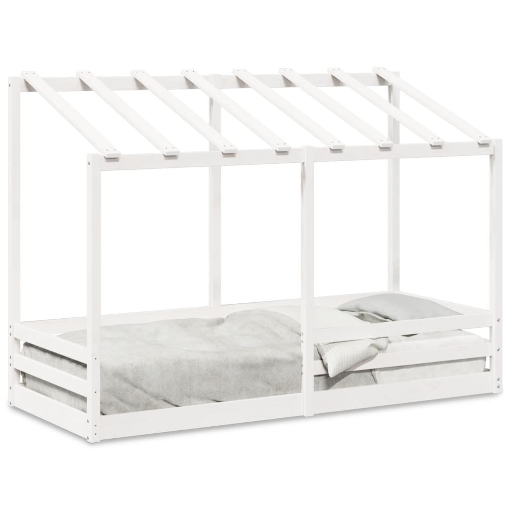 Letto per Bambini con Tetto Bianco 75x190cm Legno Massello Pino - homemem39