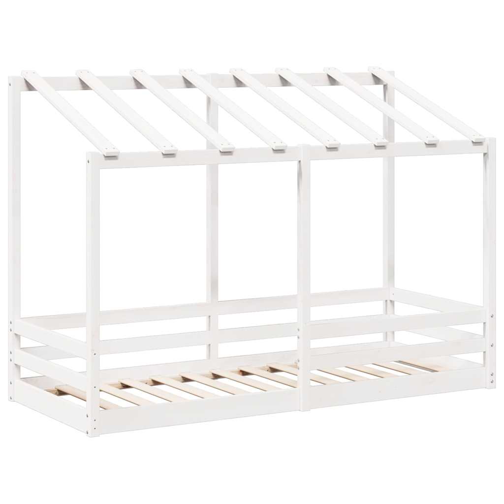 Letto per Bambini con Tetto Bianco 75x190cm Legno Massello Pino | homemem39