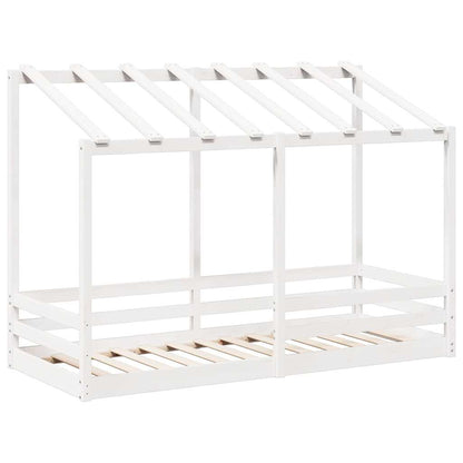 Letto per Bambini con Tetto Bianco 75x190cm Legno Massello Pino | homemem39
