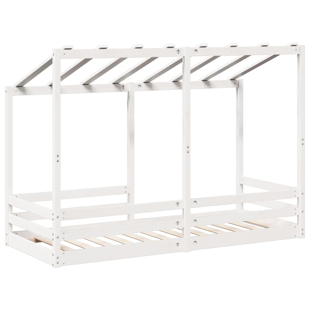Letto per Bambini con Tetto Bianco 75x190cm Legno Massello Pino | homemem39