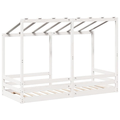 Letto per Bambini con Tetto Bianco 75x190cm Legno Massello Pino | homemem39