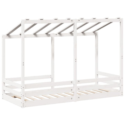 Letto per Bambini con Tetto Bianco 75x190cm Legno Massello Pino - homemem39