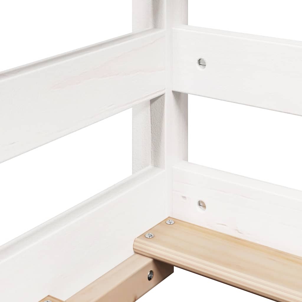 Letto per Bambini con Tetto Bianco 75x190cm Legno Massello Pino | homemem39