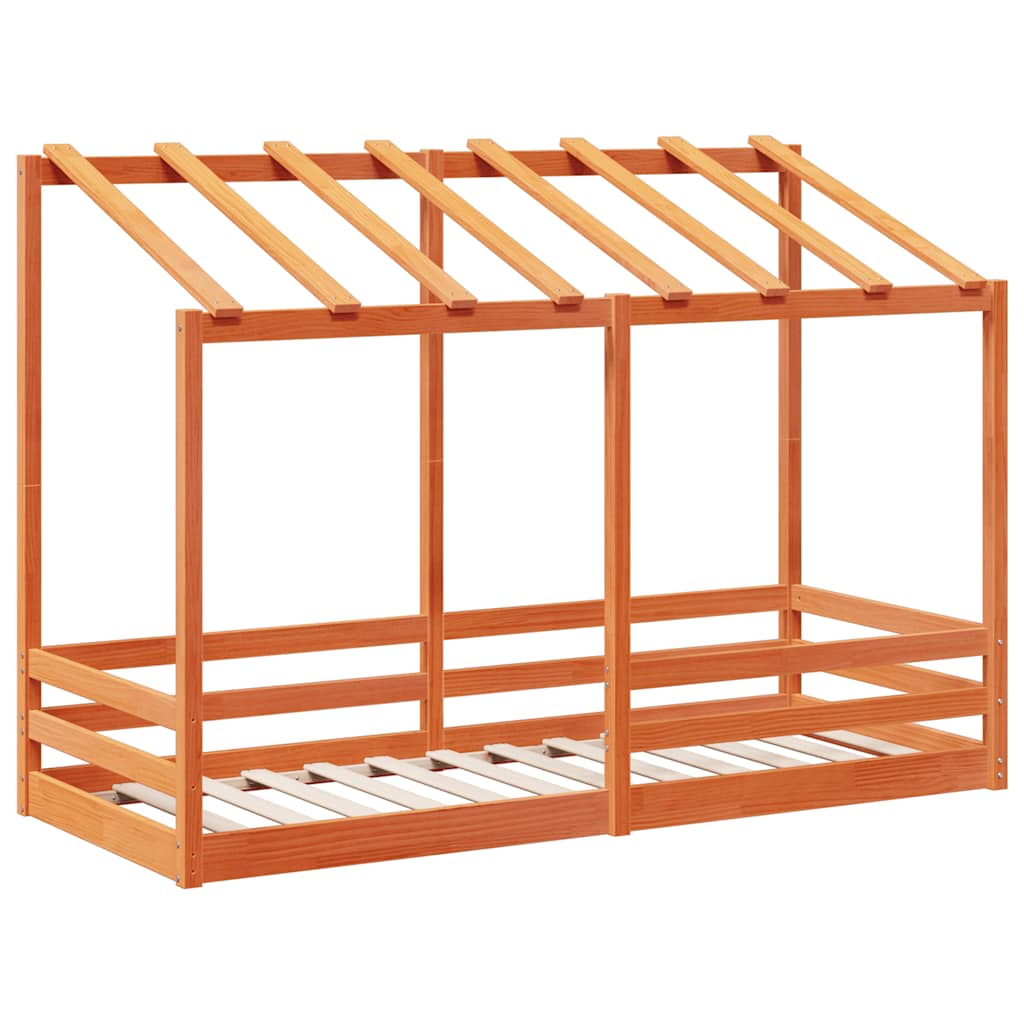 Letto Bambini con Tetto Marrone Cera 75x190 cm Massello Pino | homemem39