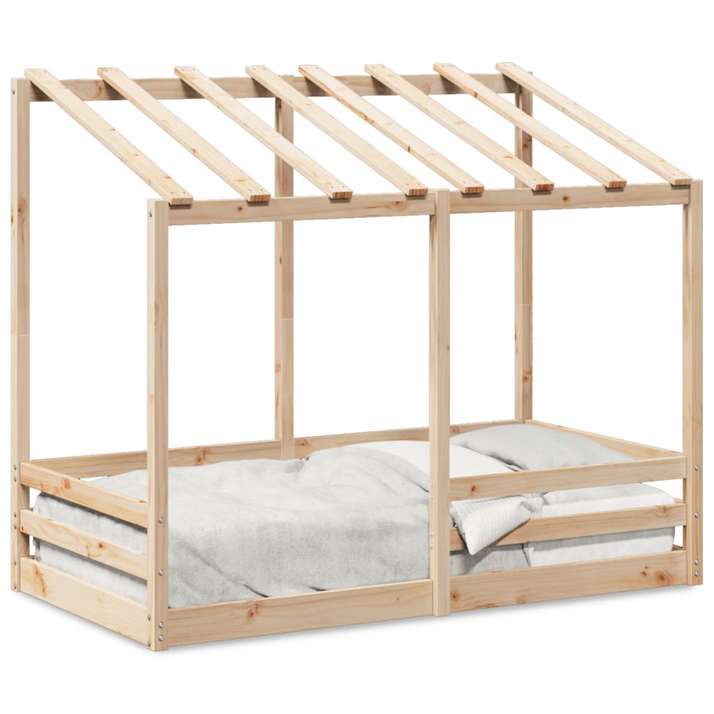 Letto per Bambini con Tetto 80x160 cm in Legno Massello di Pino - homemem39