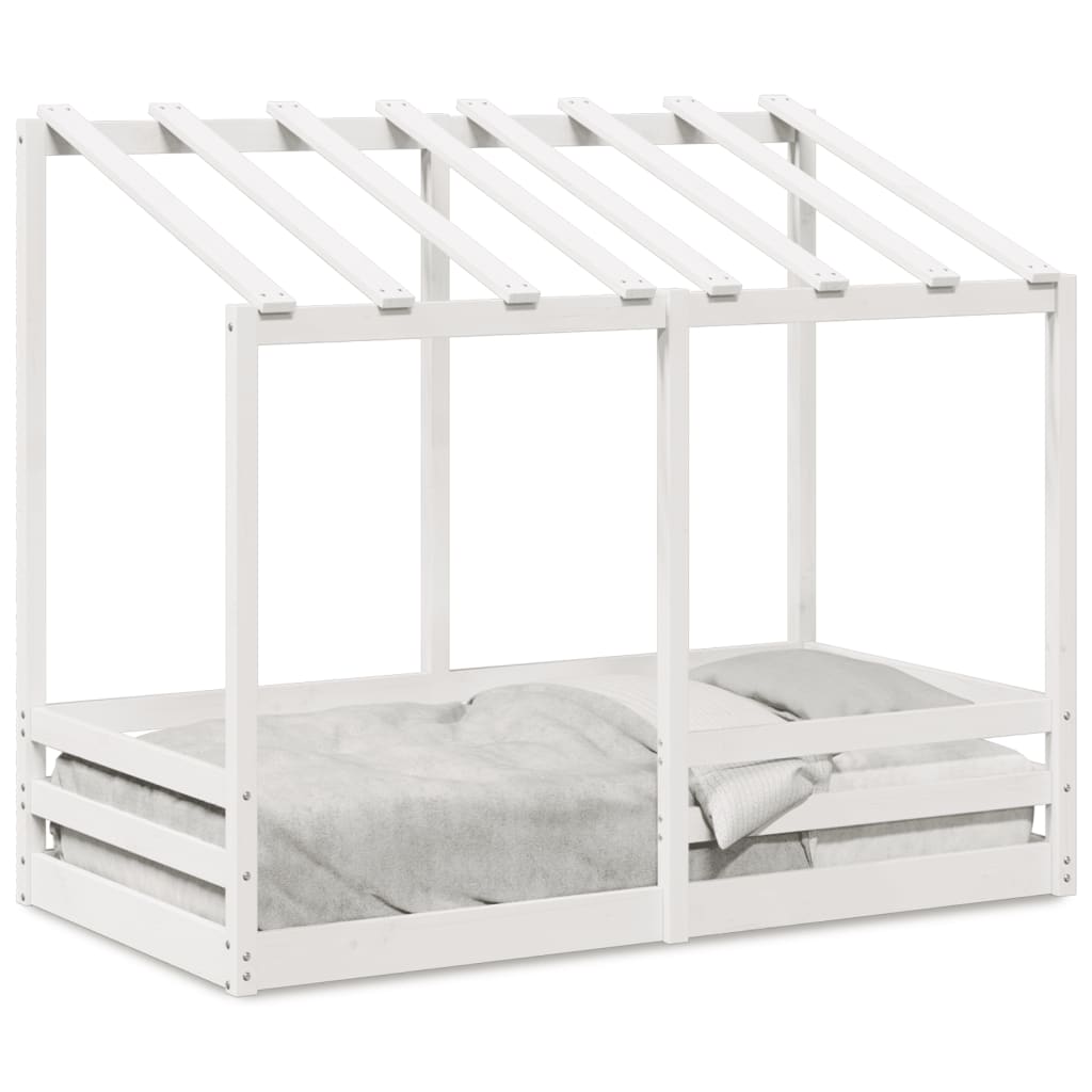 Letto per Bambini con Tetto Bianco 80x160cm Legno Massello Pino - homemem39
