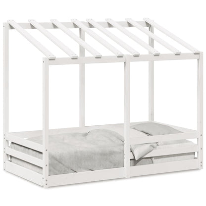Letto per Bambini con Tetto Bianco 80x160cm Legno Massello Pino - homemem39