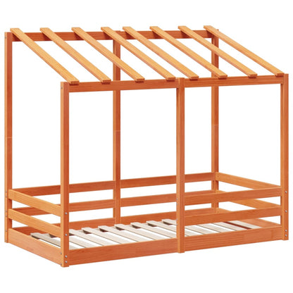 Letto Bambini con Tetto Marrone Cera 80x160 cm Massello Pino - homemem39