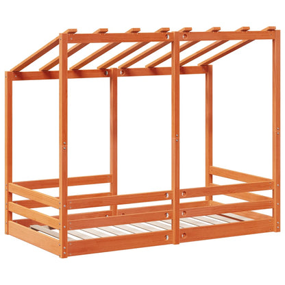 Letto Bambini con Tetto Marrone Cera 80x160 cm Massello Pino | homemem39