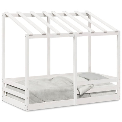 Letto per Bambini con Tetto Bianco 70x140cm Legno Massello Pino - homemem39