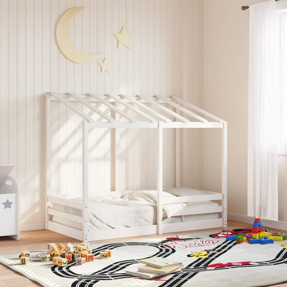 Letto per Bambini con Tetto Bianco 70x140cm Legno Massello Pino - homemem39