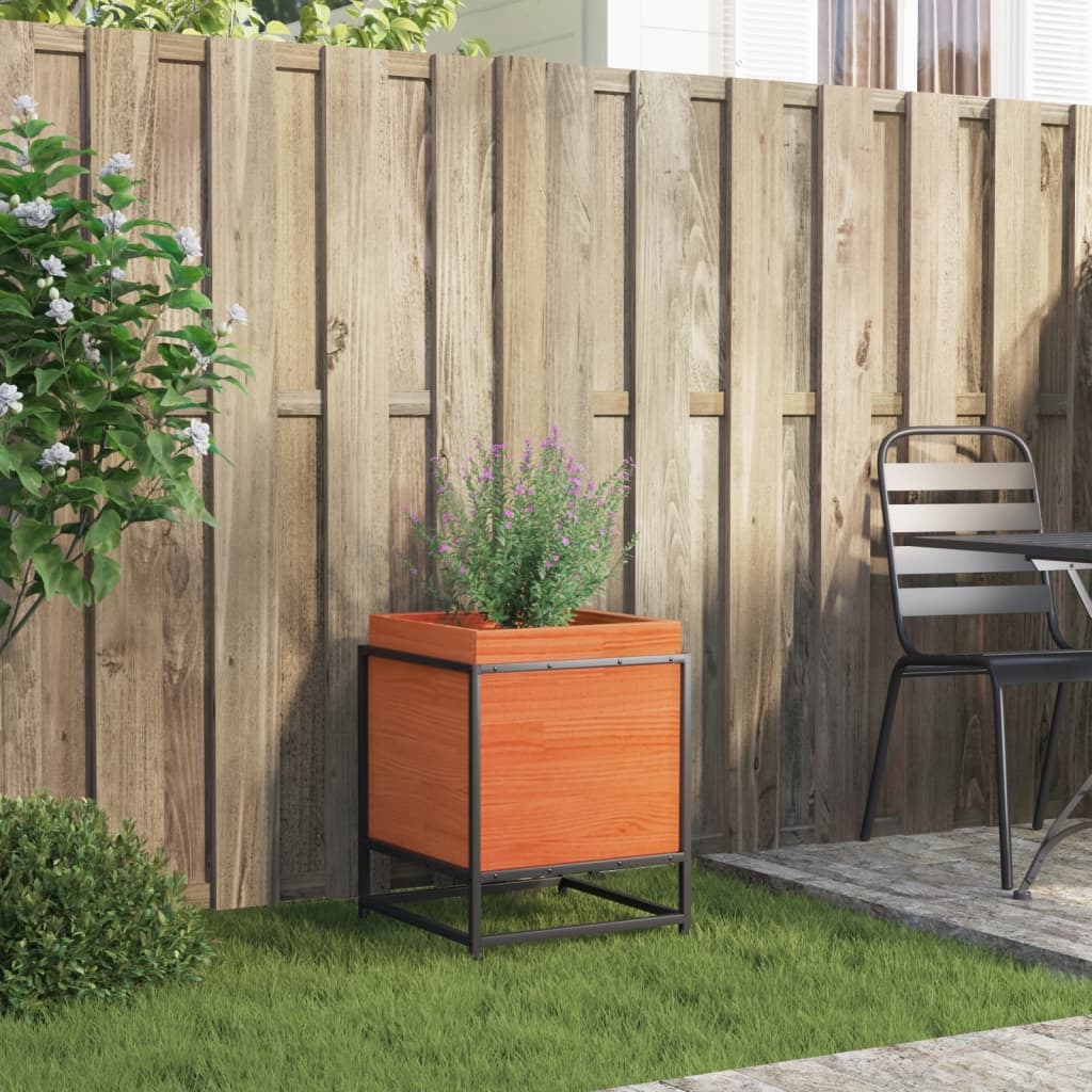Fioriera Giardino Marrone Cera 40x40x50 cm Legno Massello Pino - homemem39