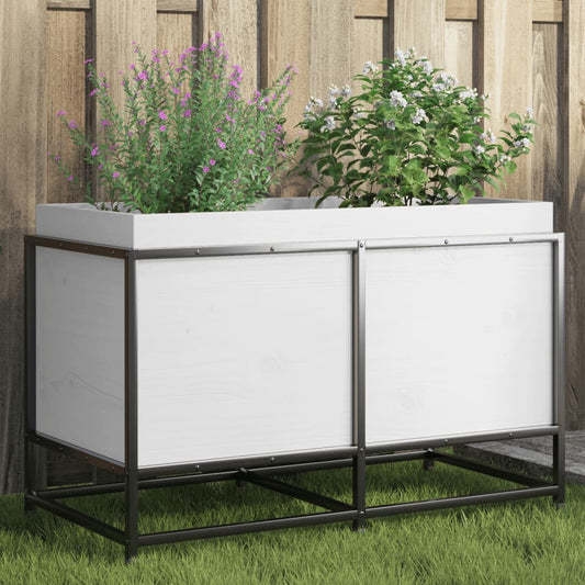 Fioriera da Giardino Bianca 80x40x50 cm Legno Massello di Pino - homemem39