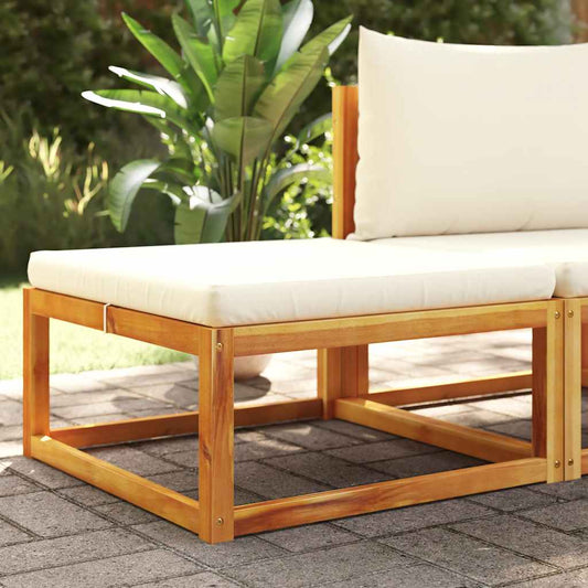 Poggiapiedi Giardino con Cuscino 65x65x29 Legno Massello Acacia | homemem39