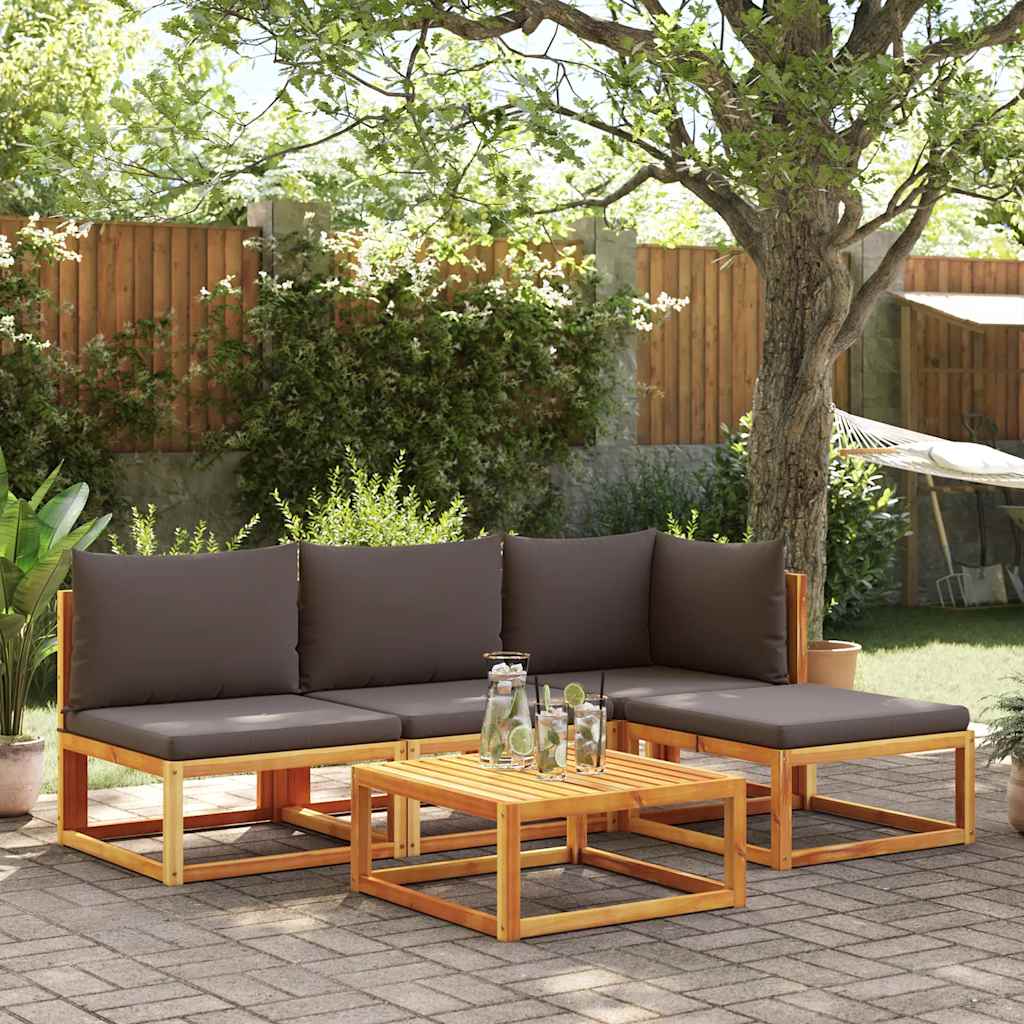Divano da giardino senza braccioli con cuscini in legno di acacia e corda | homemem39