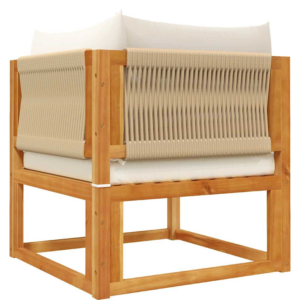 Divano da giardino angolare con cuscini in legno di acacia e corda | homemem39