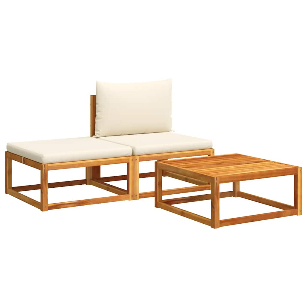 Set di divani da giardino 3 pezzi con cuscini in legno di acacia e corda | homemem39