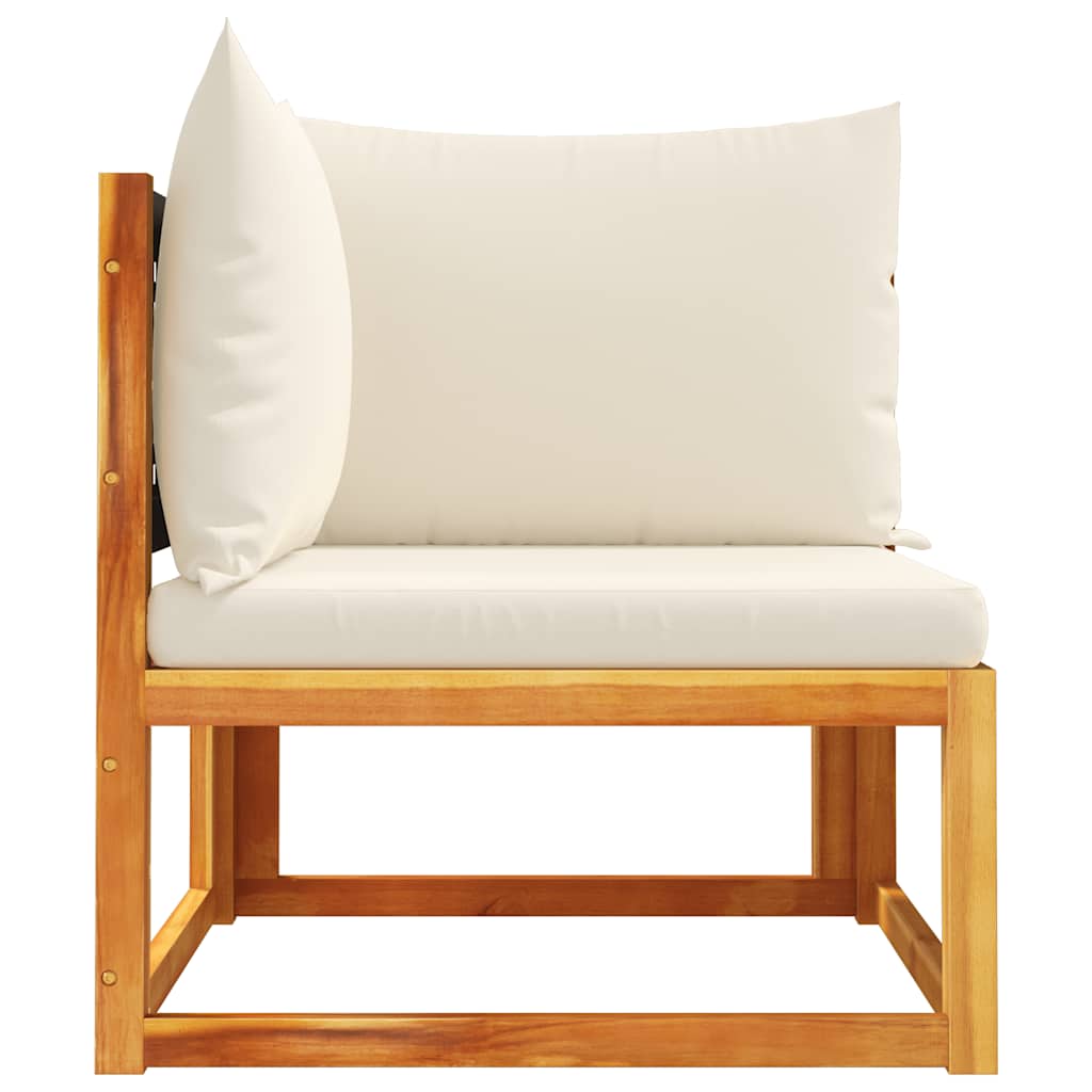 Divano da giardino angolare con cuscini in legno di acacia e rattan | homemem39