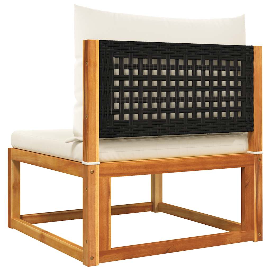 Divano da giardino senza braccioli con cuscini in legno di acacia e rattan | homemem39