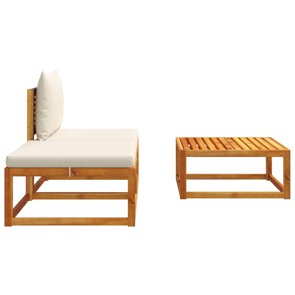 Set di divani da giardino 3 pezzi con cuscini in legno di acacia e rattan | homemem39