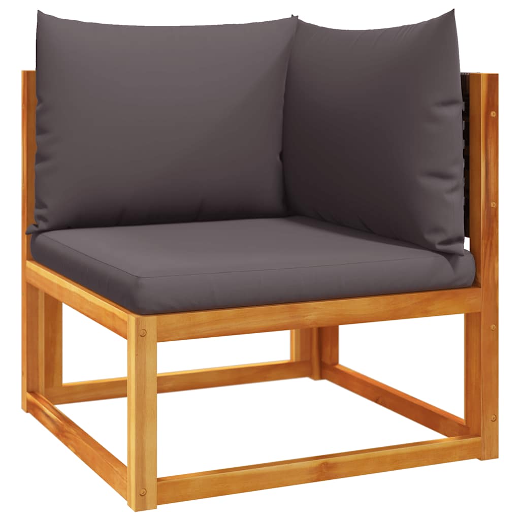 Divano da giardino angolare con cuscini in legno di acacia e rattan | homemem39