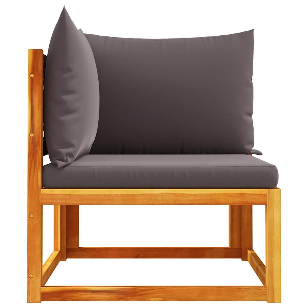 Divano da giardino angolare con cuscini in legno di acacia e rattan | homemem39