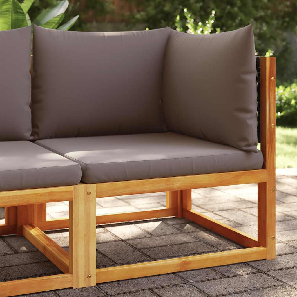 Divano da giardino angolare con cuscini in legno di acacia e rattan | homemem39