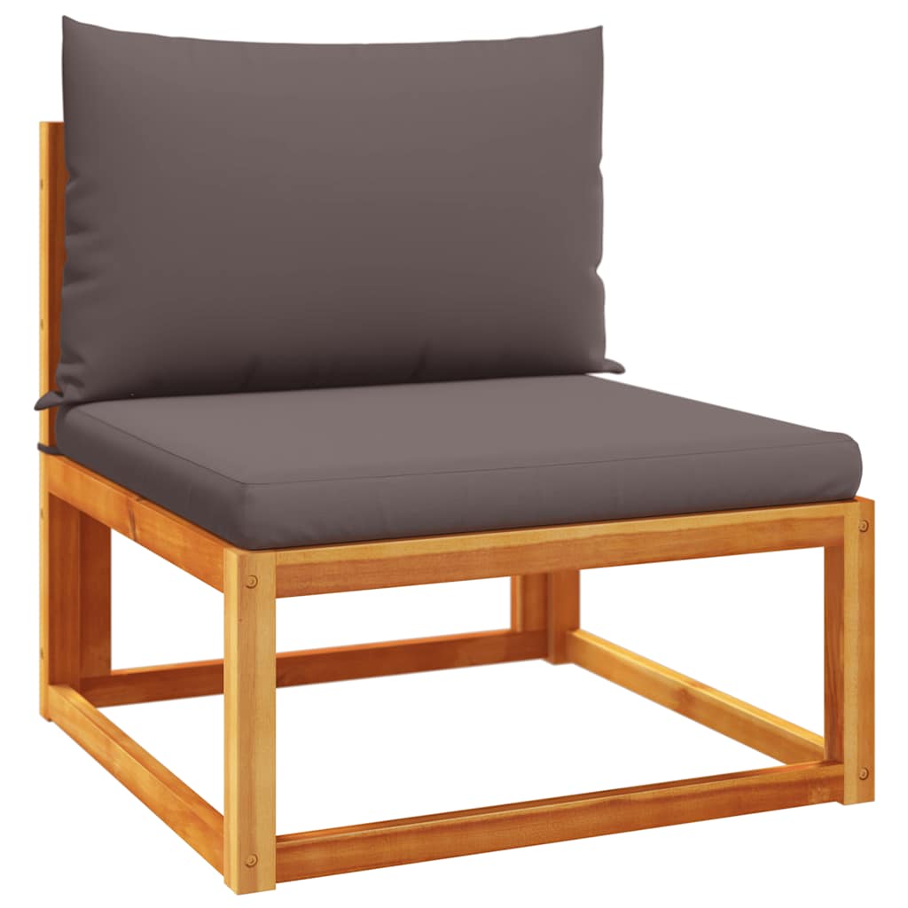 Divano da giardino senza braccioli con cuscini in legno di acacia e rattan | homemem39