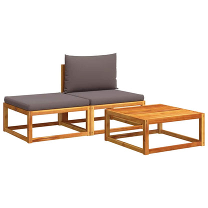 Set di divani da giardino 3 pezzi con cuscini in legno di acacia e rattan | homemem39