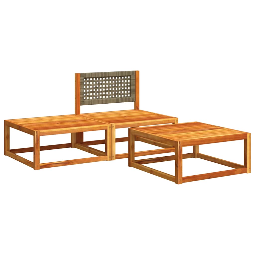Set di divani da giardino 3 pezzi con cuscini in legno di acacia e rattan | homemem39