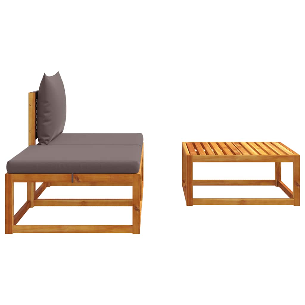 Set di divani da giardino 3 pezzi con cuscini in legno di acacia e rattan | homemem39