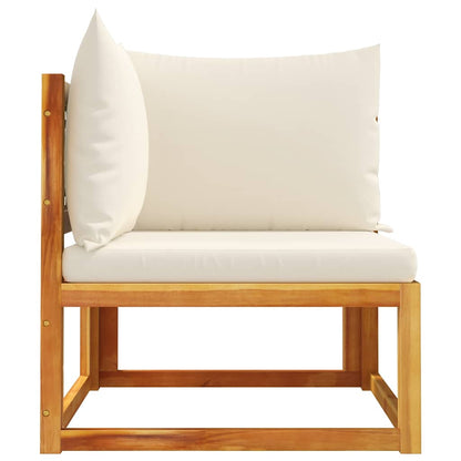 Divano da giardino angolare con cuscini in legno di acacia e rattan | homemem39