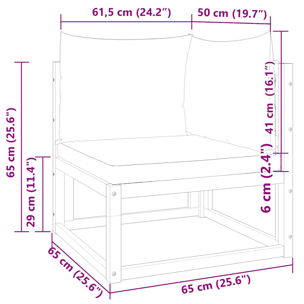 Divano da giardino angolare con cuscini in legno di acacia e rattan | homemem39