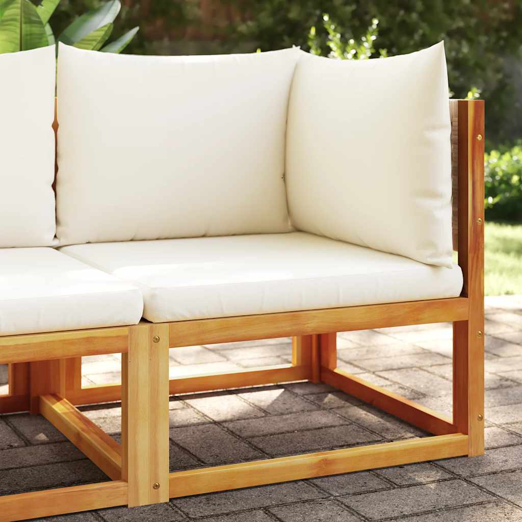Divano da giardino angolare con cuscini in legno di acacia e rattan | homemem39