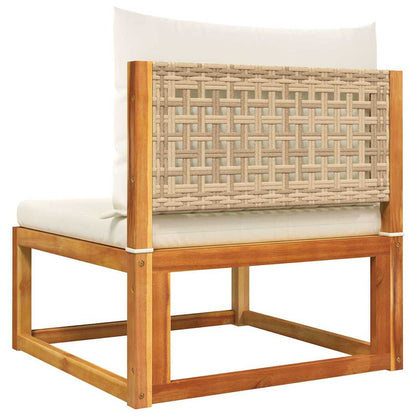 Divano da giardino senza braccioli con cuscini in legno di acacia e rattan | homemem39