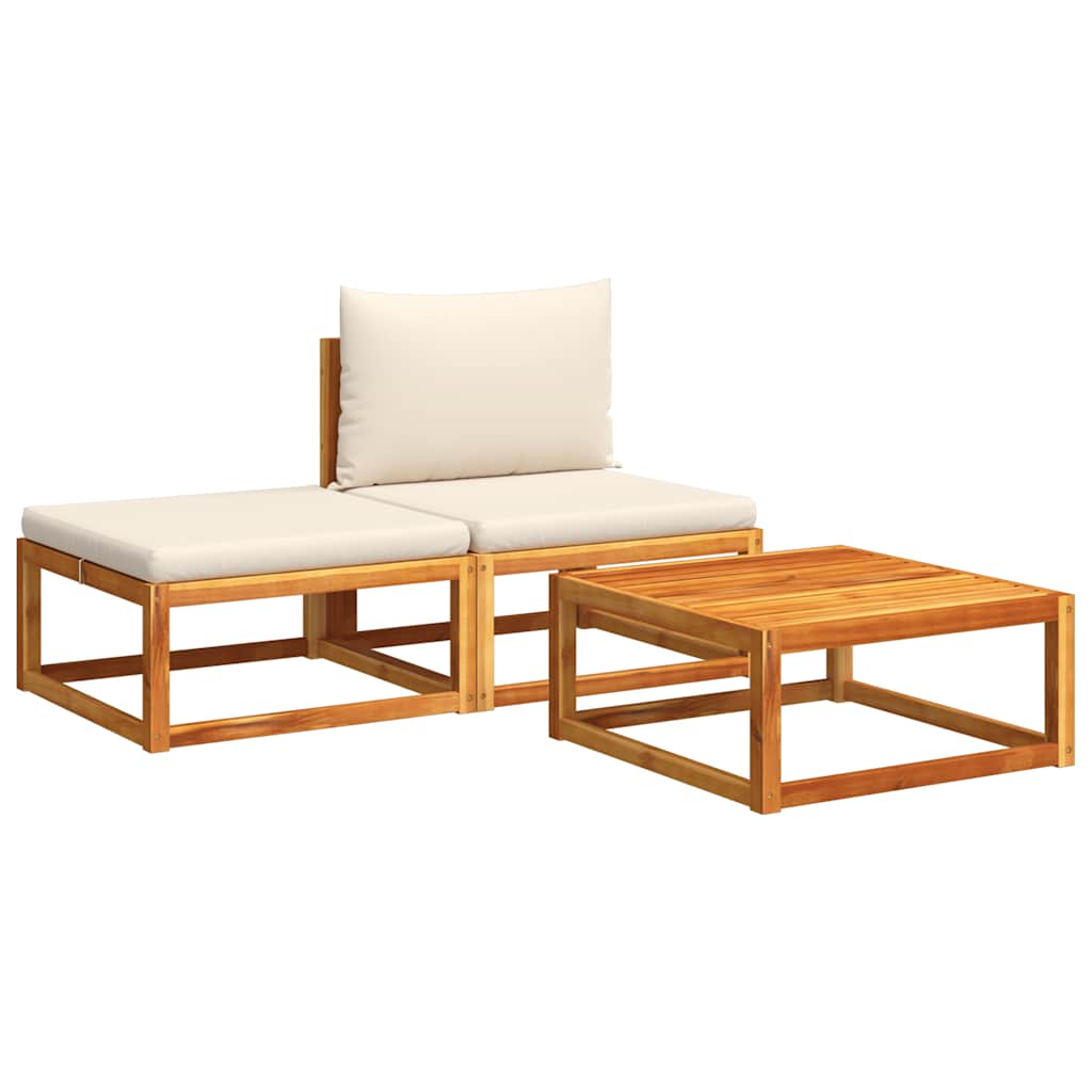 Set di divani da giardino 3 pezzi con cuscini in legno di acacia e rattan | homemem39