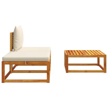 Set di divani da giardino 3 pezzi con cuscini in legno di acacia e rattan | homemem39