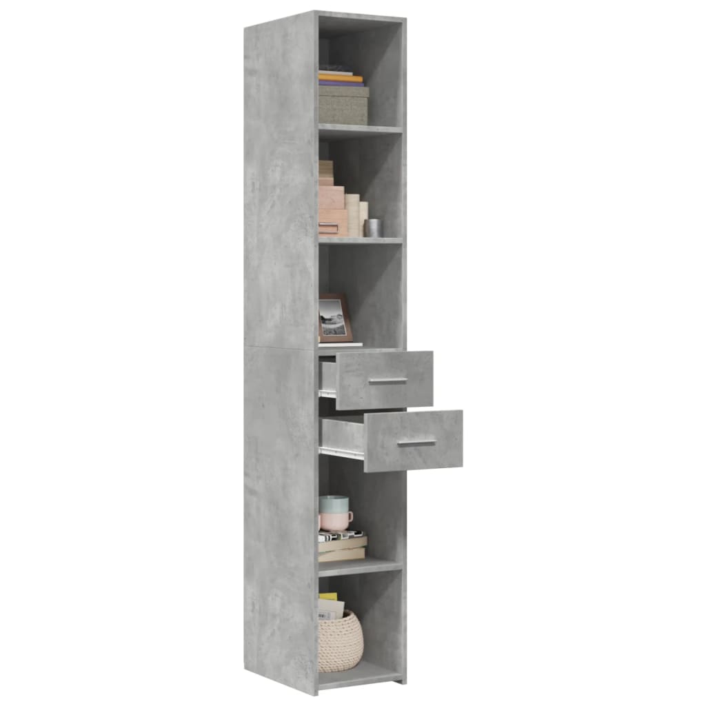 Credenza Grigio Cemento 30x42,5x185 cm in Legno Multistrato - homemem39