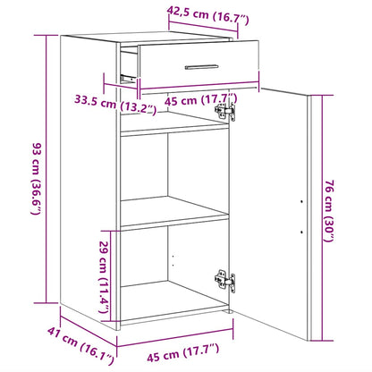 Credenza Grigio Cemento 45x42,5x93 cm in Legno Multistrato - homemem39