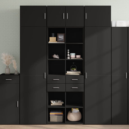Mobile Portaoggetti Nero 70x42,5x225 cm in Truciolato - homemem39